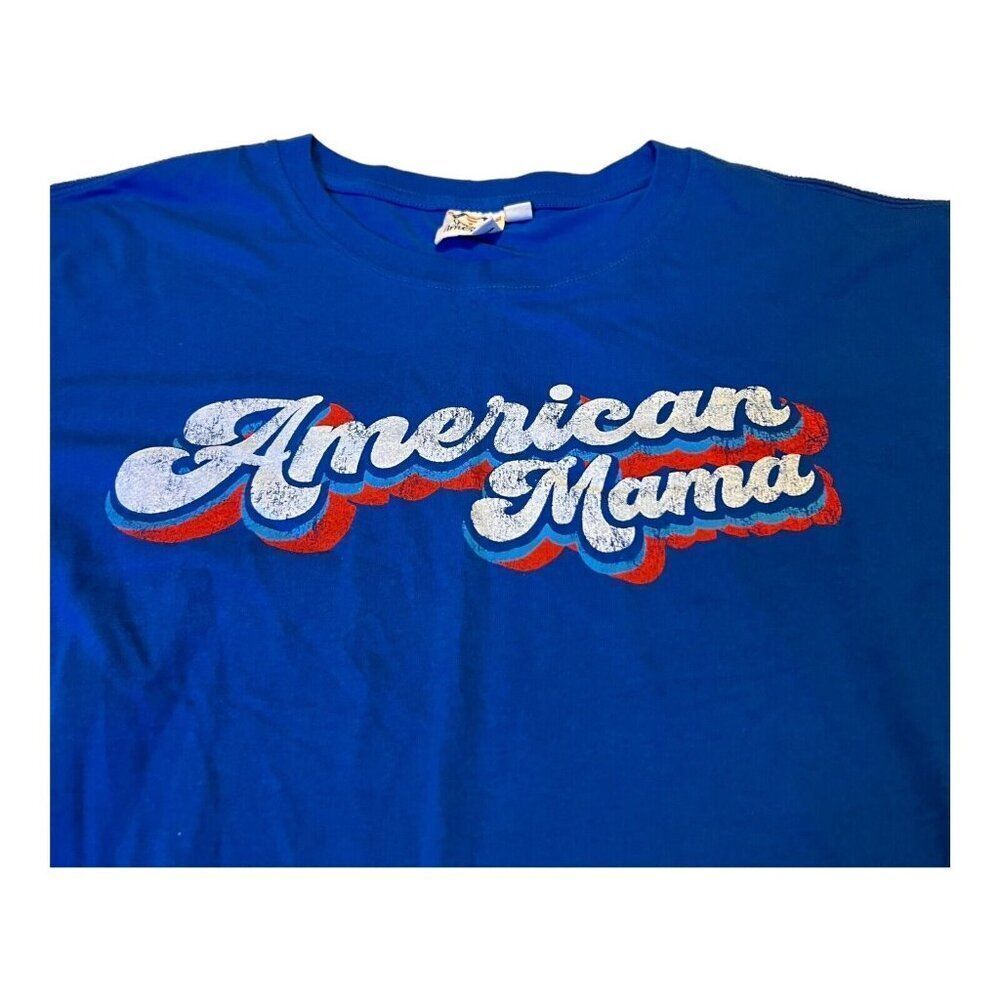 Spirit Of America Women's Patriotic American Mama Short Sleeve Graphic TShirt XL